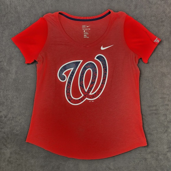 Washington Nationals MLB Nike Shirt‎ Womens Large Red Nats Baseball Tee - Picture 1 of 14